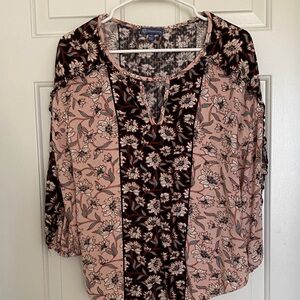 Democracy Floral Blouse - Pink and Black